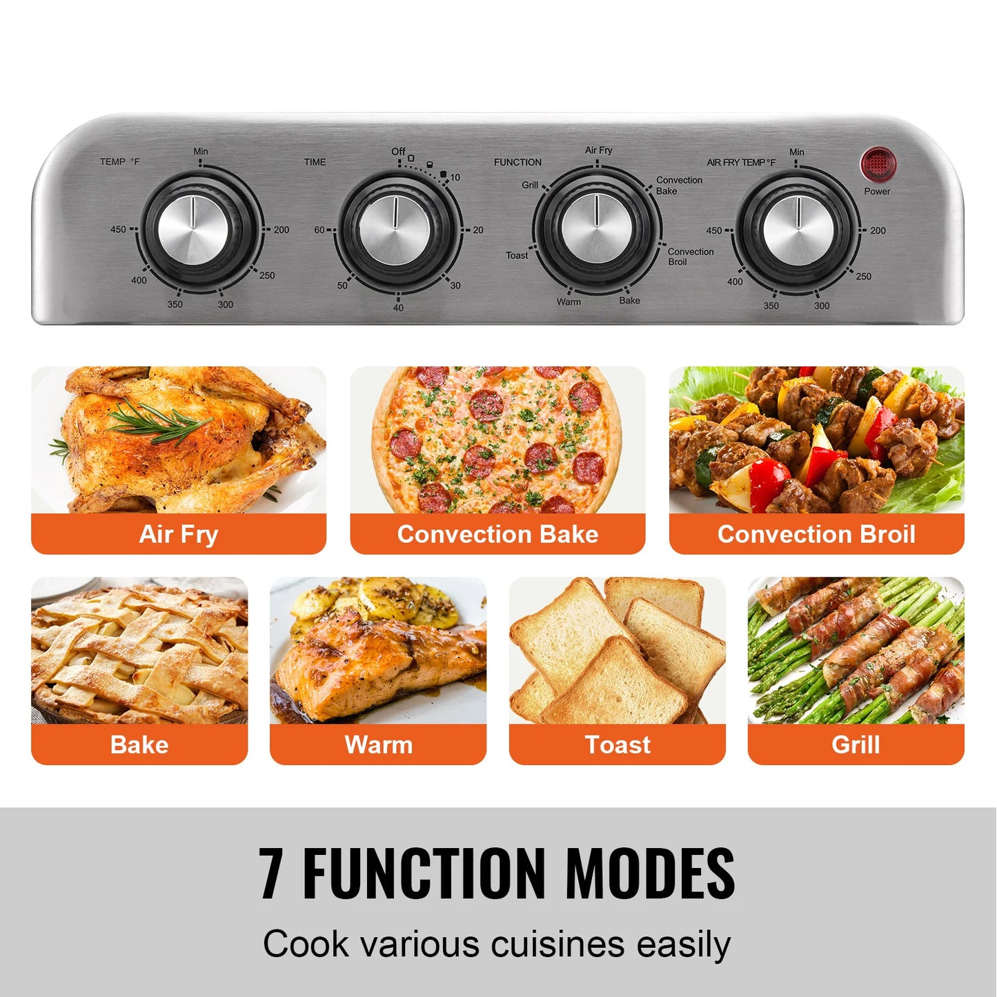 18L 1700W Air Fryer Toaster Oven, Stainless Steel Countertop Combo