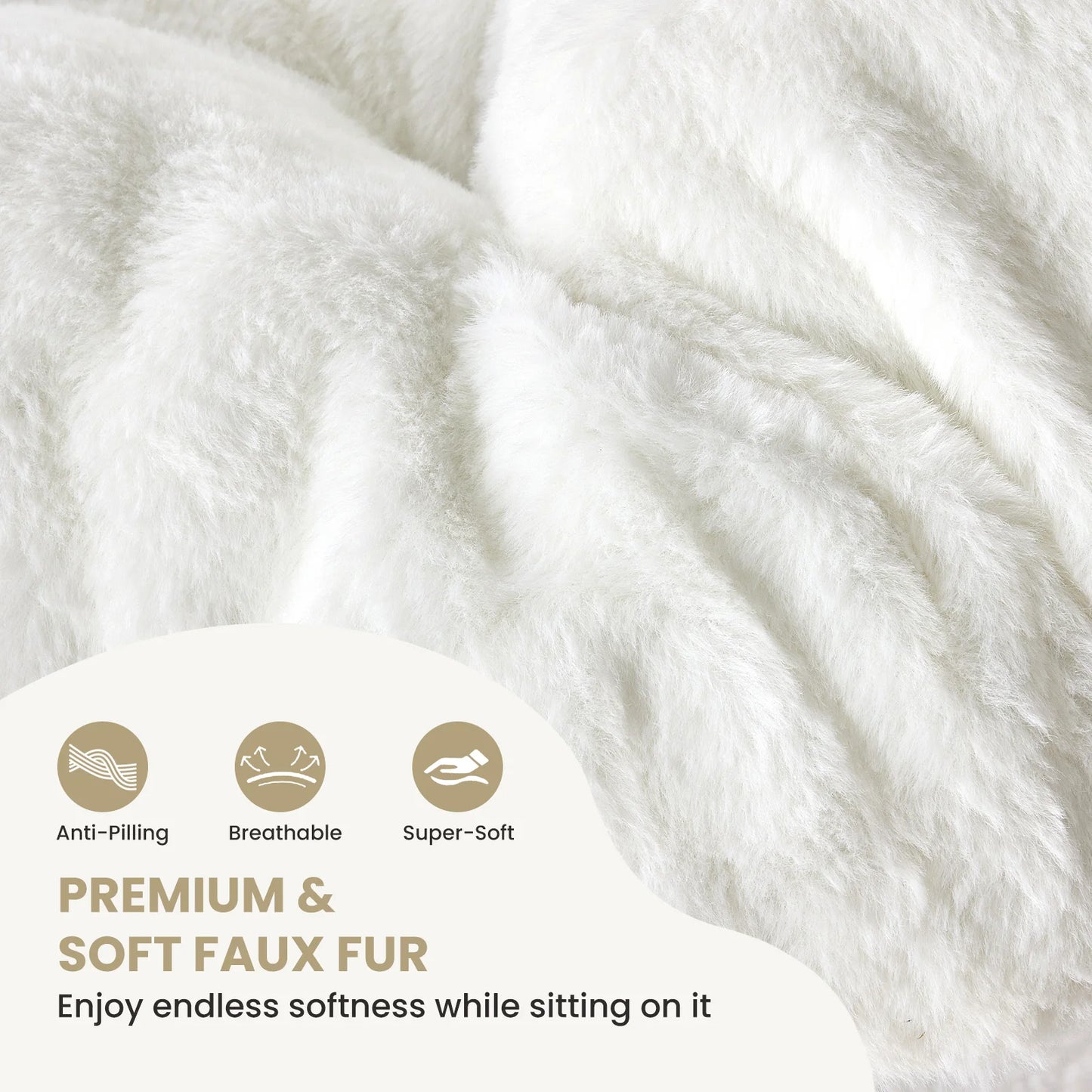 Cozy Saucer Chairs of Soft Faux Fur, Folding Lounge for Living Room, Padded Seat Metal Frame