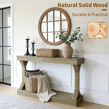 120cm Solid Wood Console Table, Farmhouse Entryway Table, Rectangular Couch Tables, Behind Sofa Accent Tables for Hallway ,Living Room
