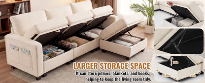 Modular Sectional Sofa Set with 2 Ottomans, U Shaped Convertible Couch with Storage