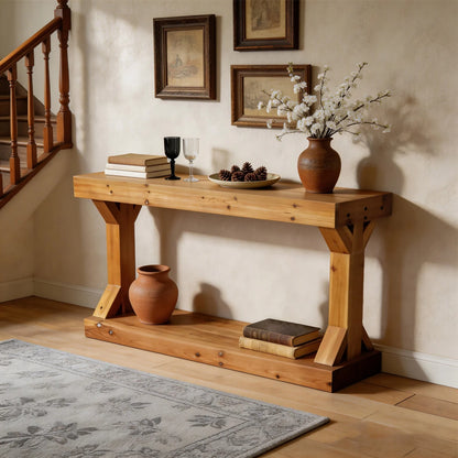 120cm Solid Wood Console Table, Farmhouse Entryway Table, Rectangular Couch Tables, Behind Sofa Accent Tables for Hallway ,Living Room