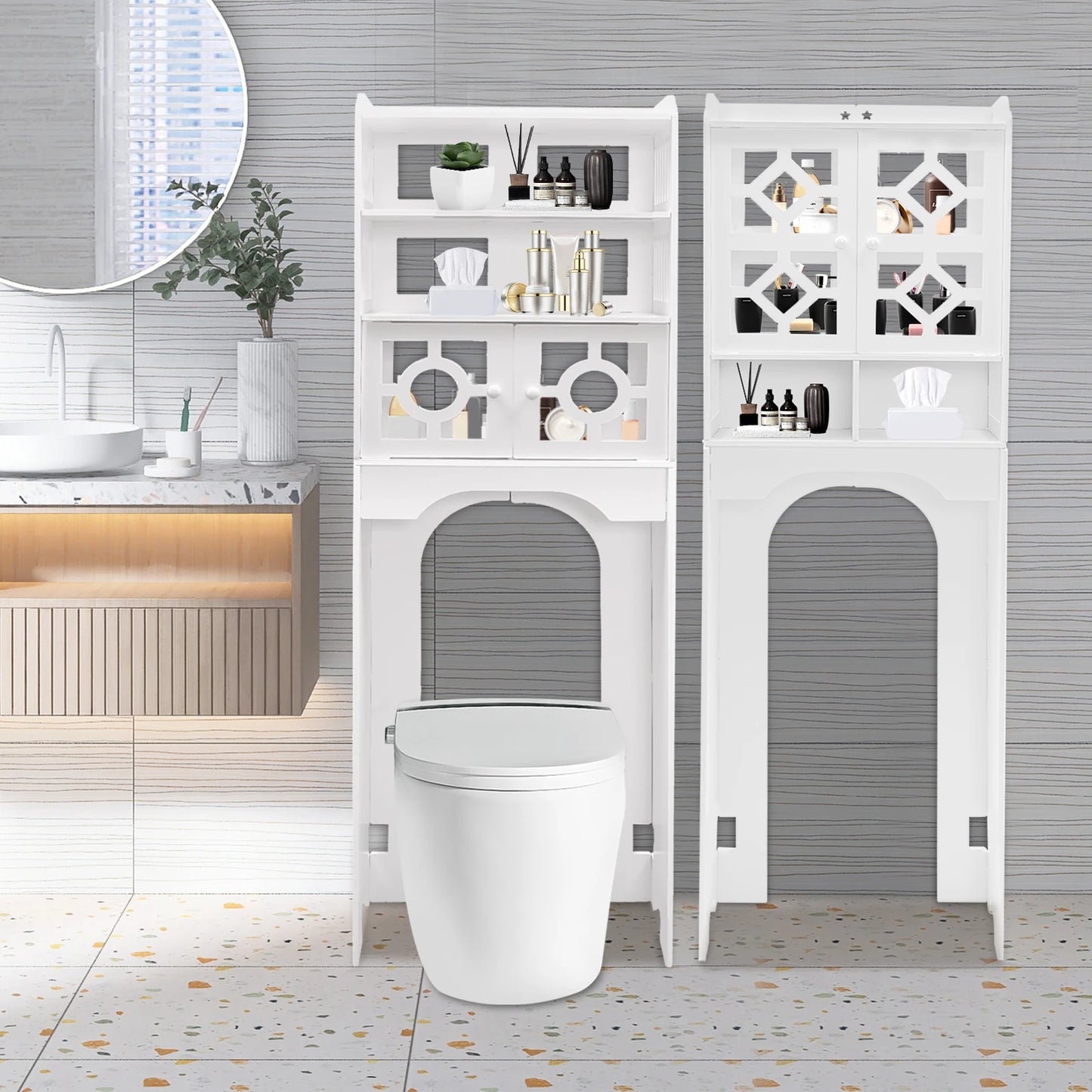 Bathroom Floor Cabinet, 4 Tier Over The Toilet Storage