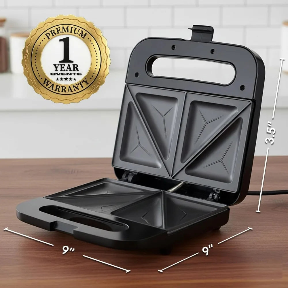 Electric Sandwich Maker w/Nonstick Plates, Indicator Lights Cool Handle