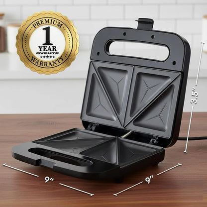 Electric Sandwich Maker w/Nonstick Plates, Indicator Lights Cool Handle