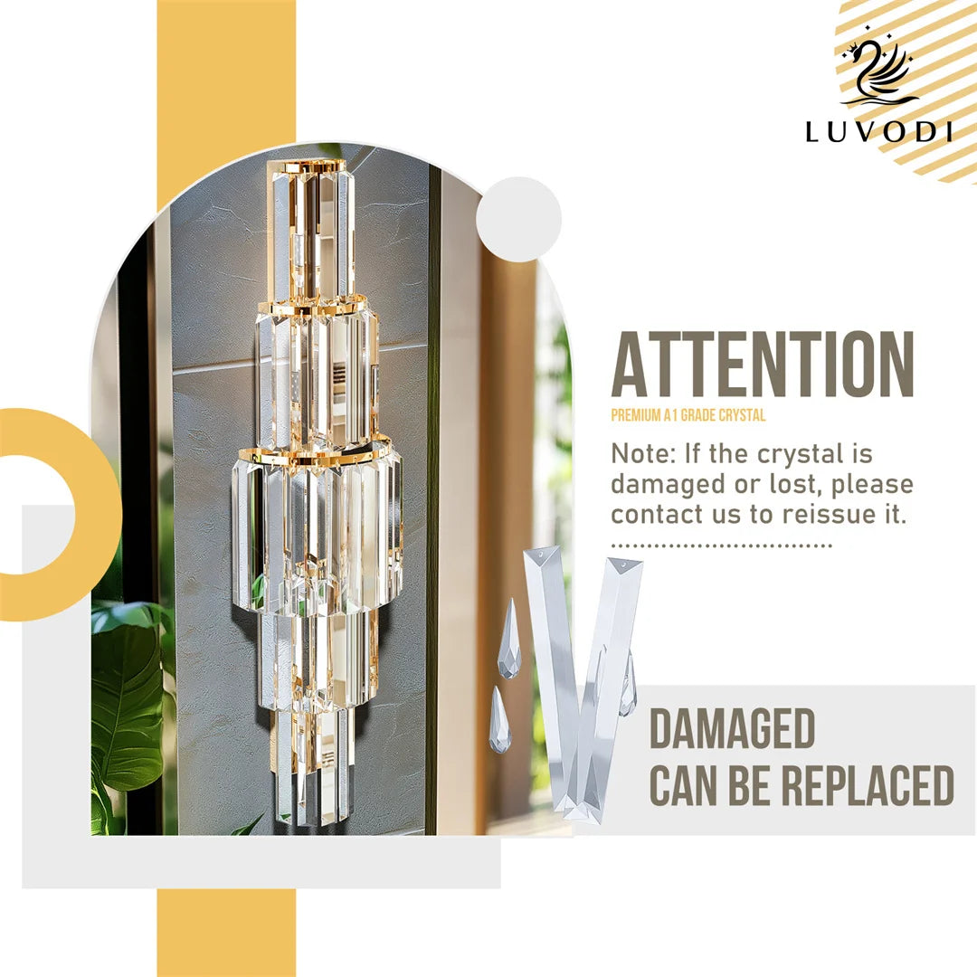 Modern Crystal Wall Lamp, 3-Layer Crystal Sconce