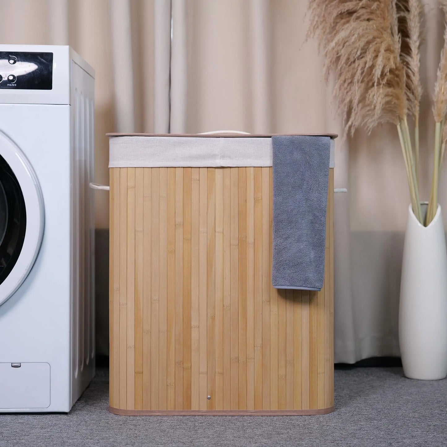 Bamboo Laundry Hamper, Large 106L with Removable 4-Section Liner, Foldable