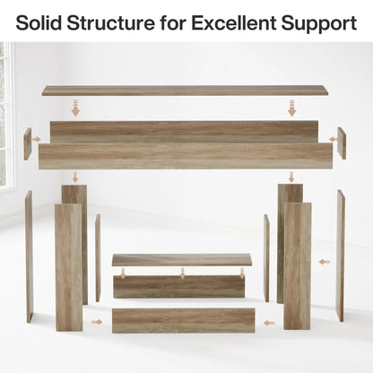 63" Console Table, Farmhouse 2-Tier Entryway Table with U-Shaped Base, Narrow Long Wood Sofa Table, Behind Couch Table