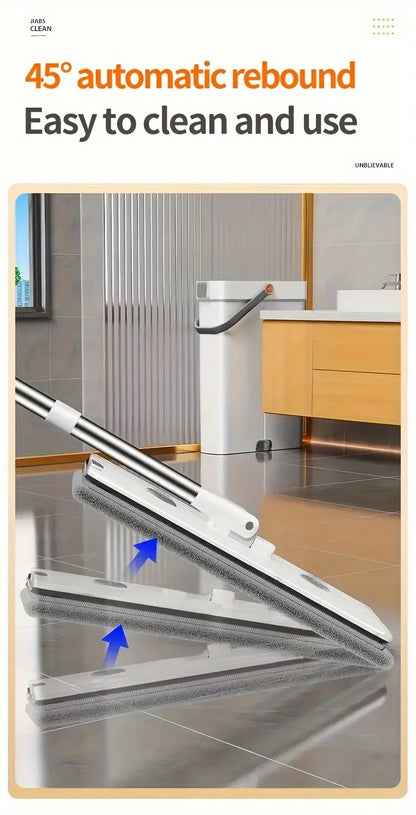 Ultra-Slim Flat Mop and Bucket System, Hands-Free Wash & Dry Set with 2 Microfiber Pads, 360° Swivel Mop with Squeegee Edge for Hardwood Tile Laminate