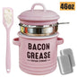 46 Oz Grease Container with Filter, Scraper, Strainer & Silicone Spatula, Dishwasher Safe