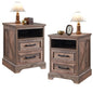 18 Inch Farmhouse Nightstands Set of 2, 2 Drawer Storage & Charging Station