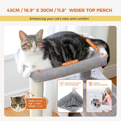 Large Cat Tree for Indoor Cats, Multi-Level Tower with Spacious Condos, Sisal Scratching Pad