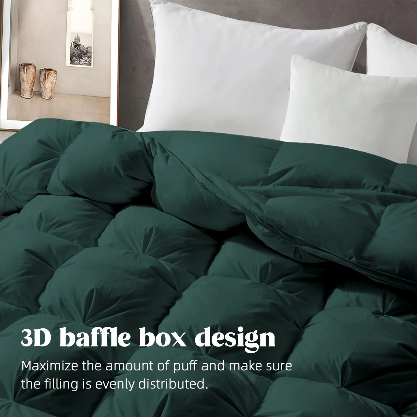 Luxurious All-Season Goose Down Feather Comforter, Duvet Insert