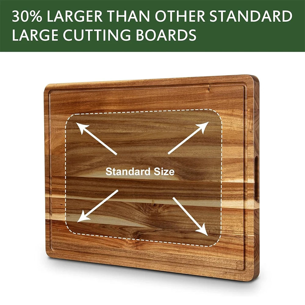 Extra Large Wood Cutting Board with Juice Groove and Handle, Reversible Charcuterie Butcher Block 24 x 18 x1.2 in