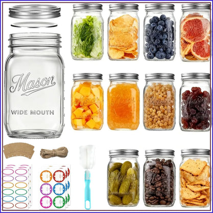 32 oz Mason Jars 12 Pack Wide Mouth with Airtight Lids