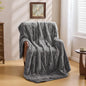 Cozy Fleece Weighted Blanket – 15 lb, Queen Size (60" x 80") – Gray Fuzzy Texture