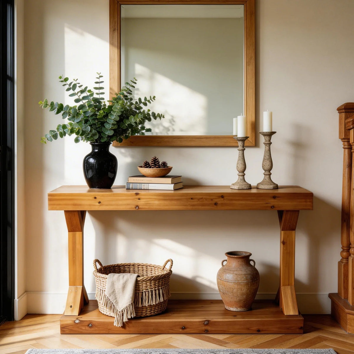 120cm Solid Wood Console Table, Farmhouse Entryway Table, Rectangular Couch Tables, Behind Sofa Accent Tables for Hallway ,Living Room