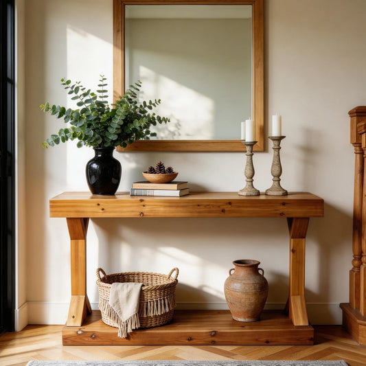 120cm Solid Wood Console Table, Farmhouse Entryway Table, Rectangular Couch Tables, Behind Sofa Accent Tables for Hallway ,Living Room