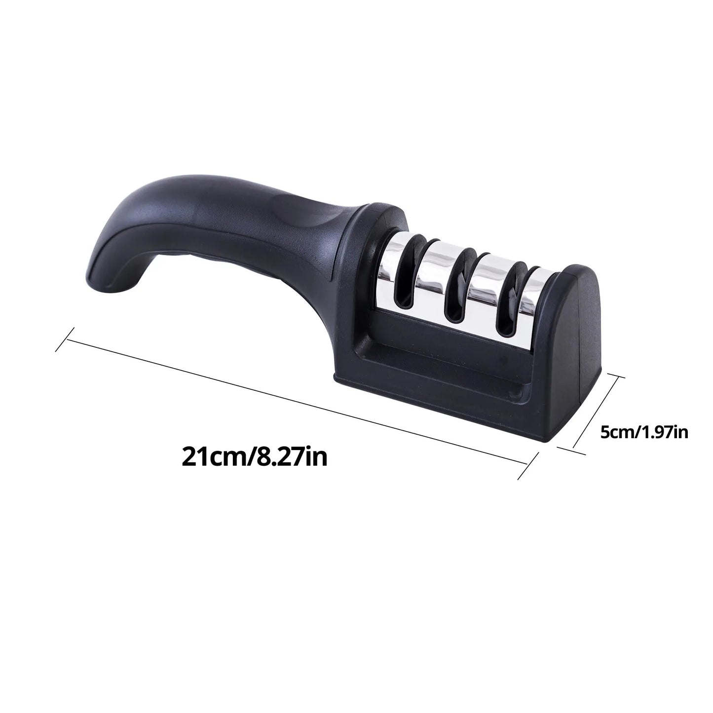 1Pc Black Kitchen Three Segment Knife Sharpener