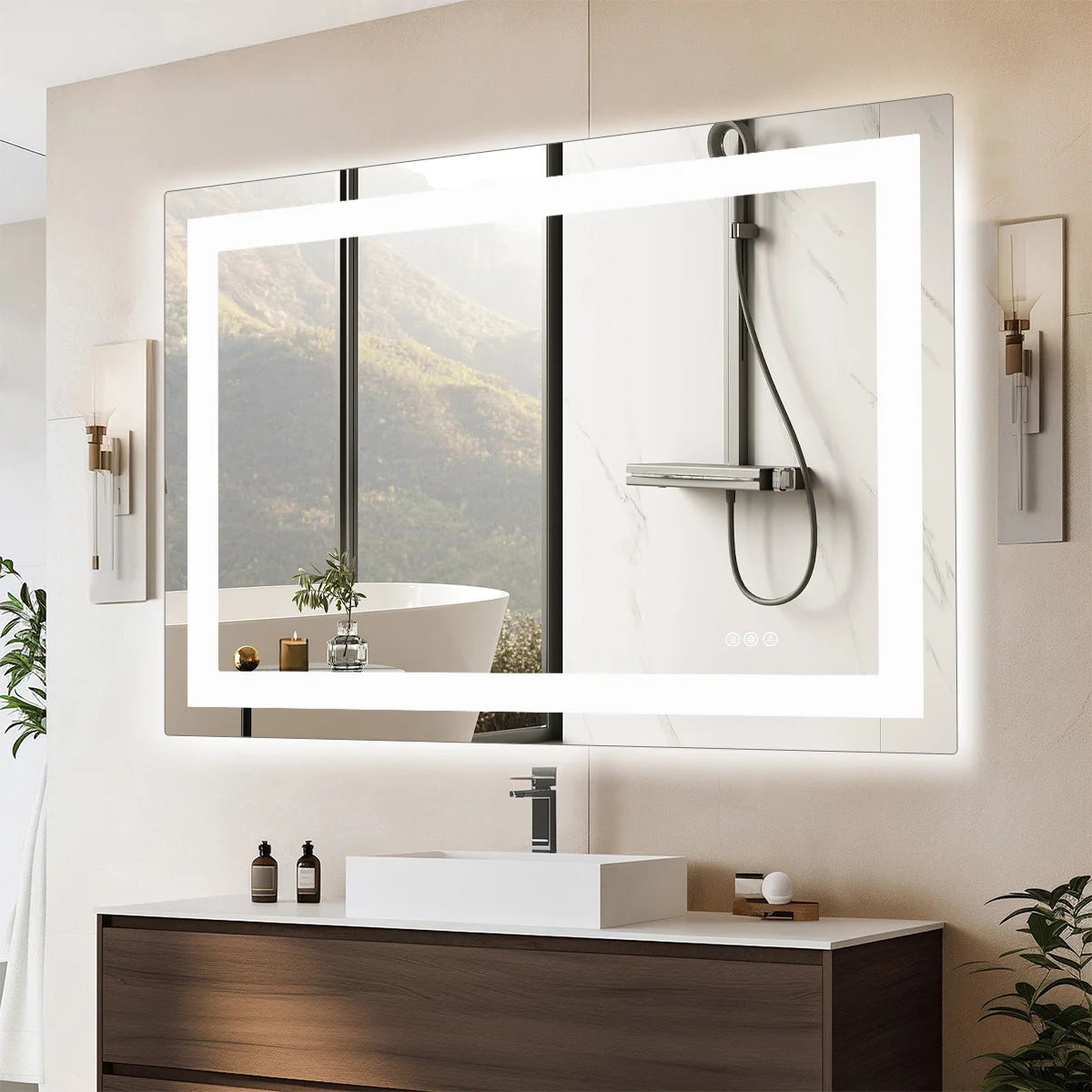 36"x 24"LED Mirror Tempered Glass with Front Light and Backlit
