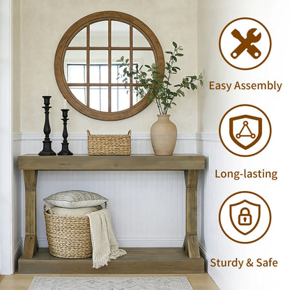 120cm Solid Wood Console Table, Farmhouse Entryway Table, Rectangular Couch Tables, Behind Sofa Accent Tables for Hallway ,Living Room