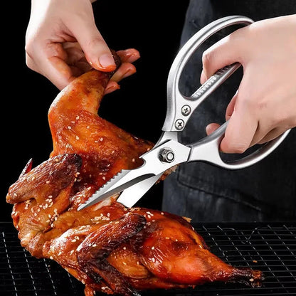 Multifunctional kitchen scissors, stainless steel