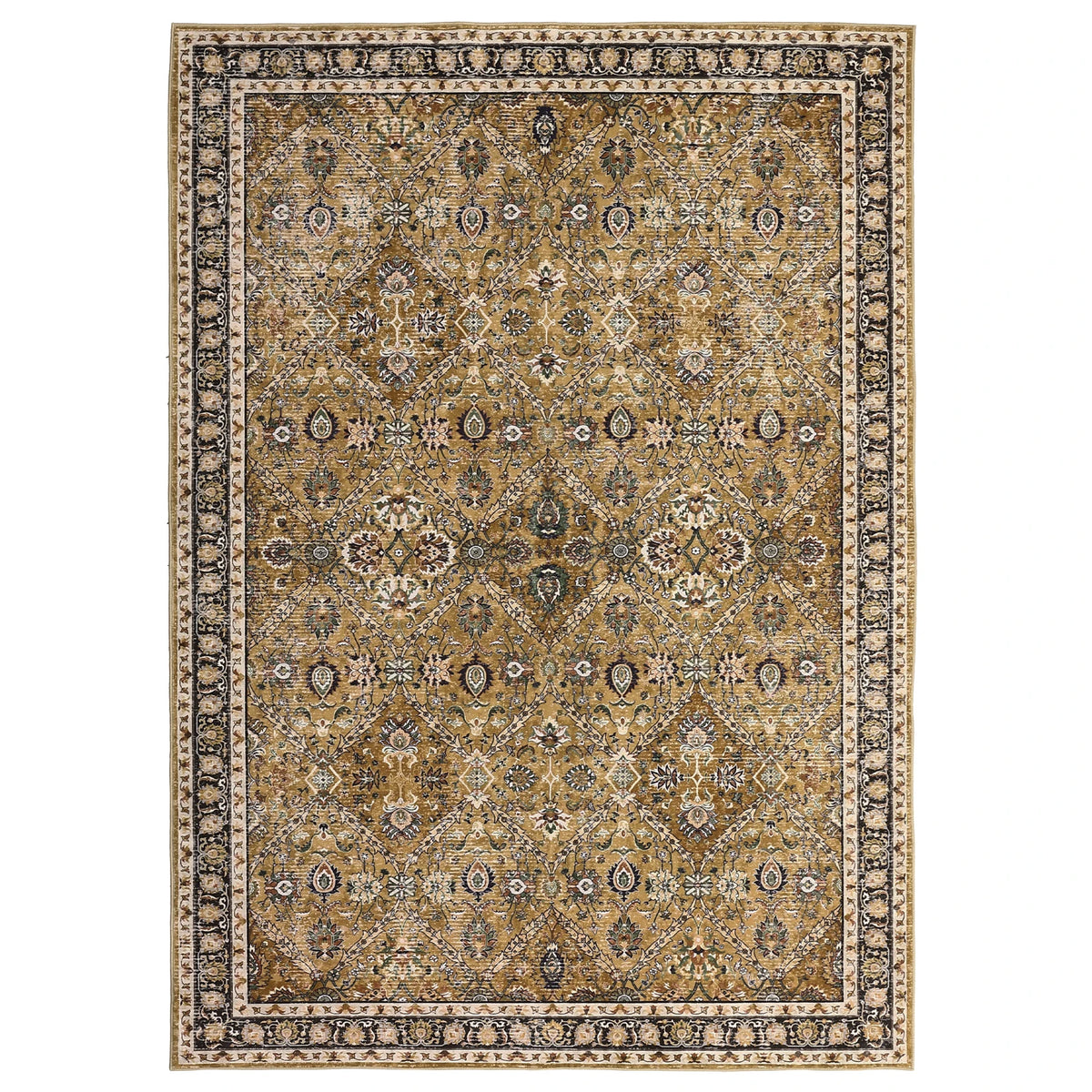 Machine Washable Rug, Non-Slip,Stain & Water Resistant, Low-Pile Moroccan Trellis