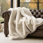 Faux Chinchilla Fur Throw Blanket, 60"x80", Birch Mink