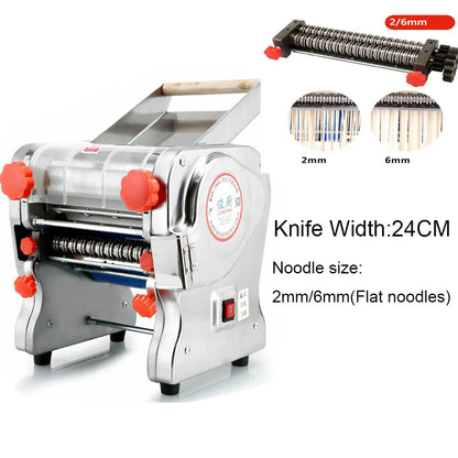 550W Electric Pasta Maker Noodle Machine, Dumpling Skin Roller, Full Stainless Steel Dual Knife Noodle Maker