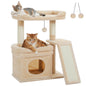 Small Cat Tree for Indoor Cat, Tower with Sisal Scratching Post and Pad, Wide Top Perch