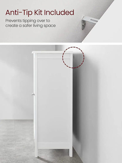 Bathroom Floor Storage Cabinet, With 2 Adjustable Shelves, 11.8 X 2