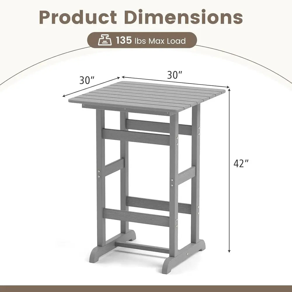 30 Square Outdoor Patio Bar with Slatted Top for Bistro, Poolside, Backyard, Balcony Use