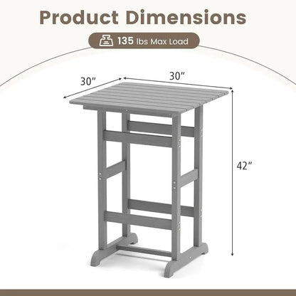 30 Square Outdoor Patio Bar with Slatted Top for Bistro, Poolside, Backyard, Balcony Use