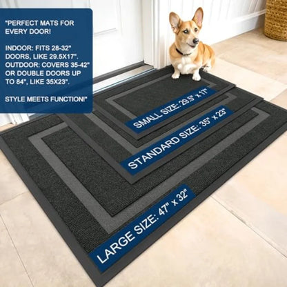 Front Door Mat Indoor Outdoor Entrance, Waterproof All-Season