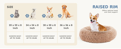 Calming Dog Bed for Medium to Large Dogs, Washable Anti-Slip Round