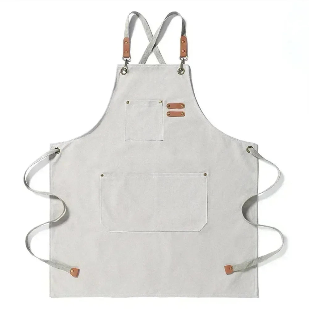 Canvas Apron, Unisex ,for Cooking, Grill, Restaurant, Cafe & Beauty Studio Use