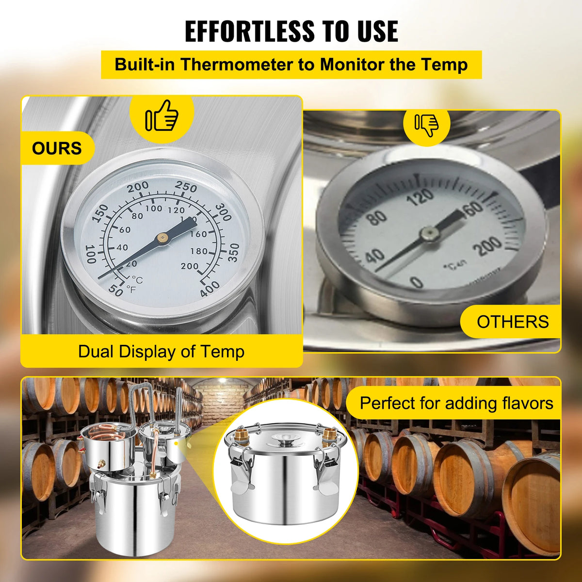 50L Alcohol Water Distiller, Stainless Steel Brewing Machine for Whisky Wine Beer Dispenser