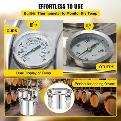 50L Alcohol Water Distiller, Stainless Steel Brewing Machine for Whisky Wine Beer Dispenser