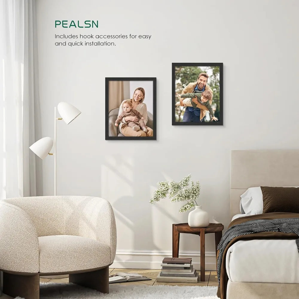 8x10 Picture Frame Set of 6, Black with HD Plexiglass, for Wall Mounting or Tabletop Display