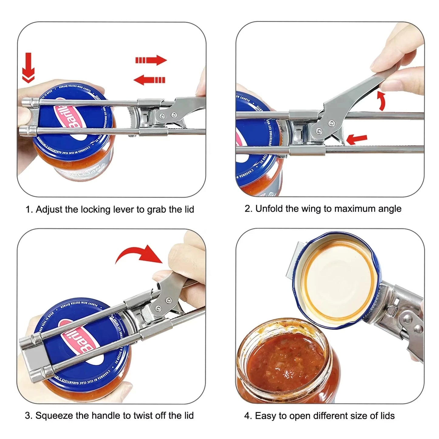 Adjustable Stainless Steel Non-Slip Multifunction Bottle Opener