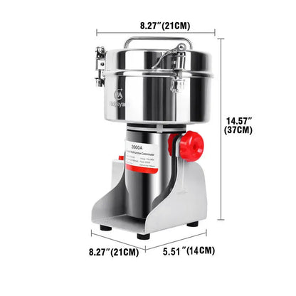 2000G Electric Stainless Steel Grain Mill Grinder, Pulverizer Powder Machine, for Dry Herbs Grains Spices Cereals Coffee Corn