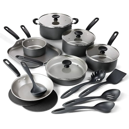18-Piece Nonstick Cookware Set, Asphalt