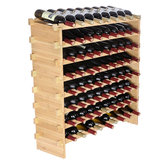 48/72 Bottle Stackable Modular Bamboo Wine Rack
