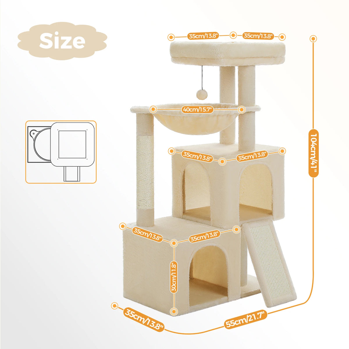 Large Cat Tree for Indoor Cats, Multi-Level Tower with Spacious Condos, Sisal Scratching Pad
