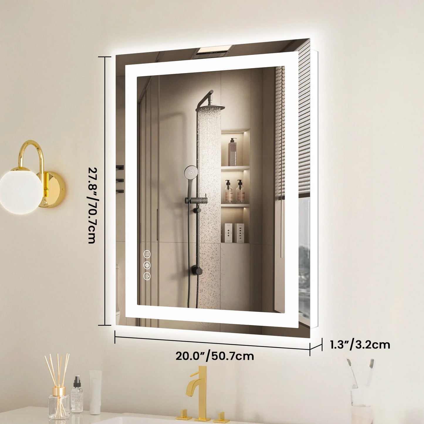 36"x 24"LED Mirror Tempered Glass with Front Light and Backlit