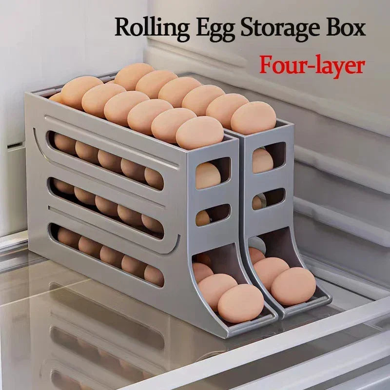 Egg Storage Box, 4 Layers Automatic Rolling Egg Holder
