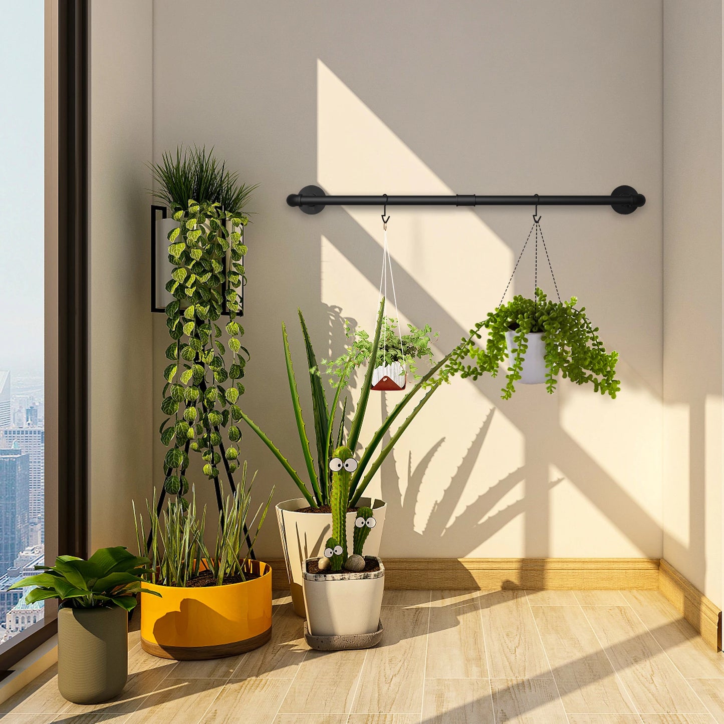 Pack Of 2 Industrial Pipe Hanging Rail Rod, Wall-mounted Iron Closet Organizer