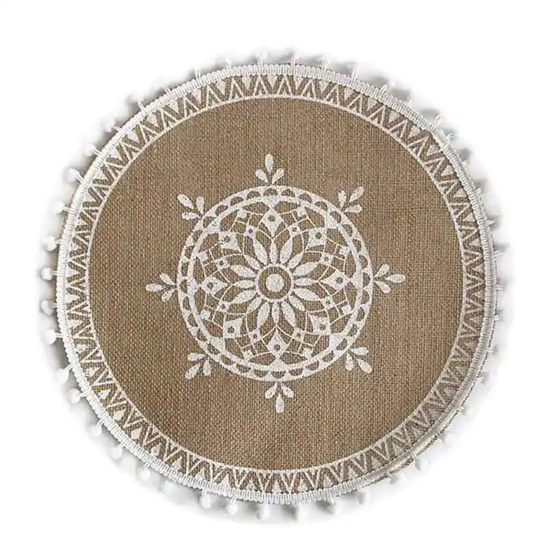 Handmade Cotton Woven Placemats with Boho Rustic Theme with Modern Farmhouse Fringe for Kitchen Dining Table