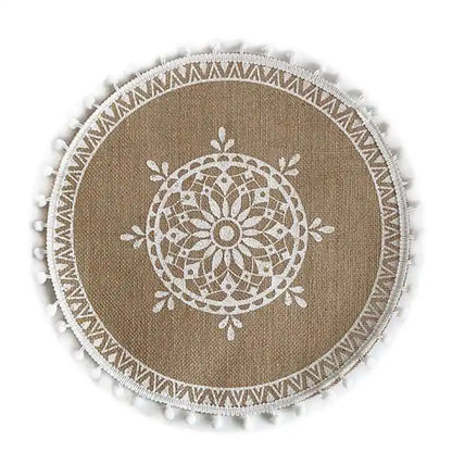 Handmade Cotton Woven Placemats with Boho Rustic Theme with Modern Farmhouse Fringe for Kitchen Dining Table