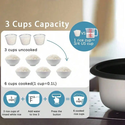 1pc 0.6L 110v Mini Electric Rice Cooker, Durable Metal Housing, Non Stick Coated Metal