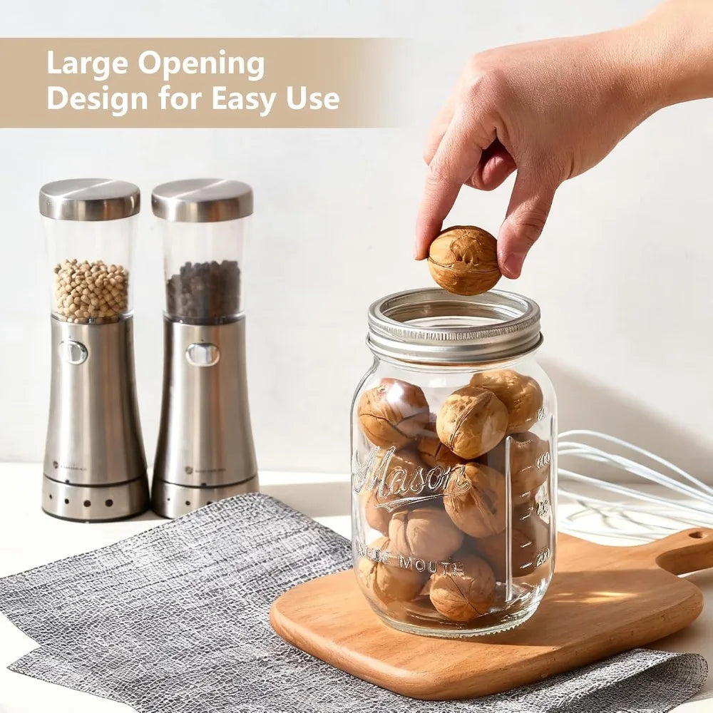 32 oz Mason Jars 12 Pack Wide Mouth with Airtight Lids